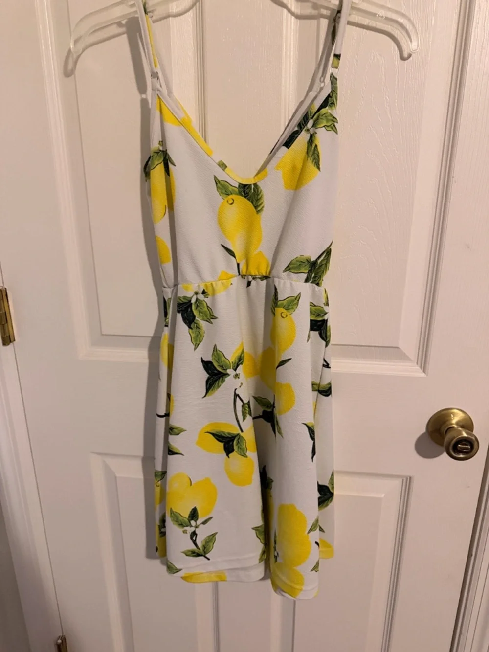 White Sundress with Yellow Lemon Print - Picture 2 of 5